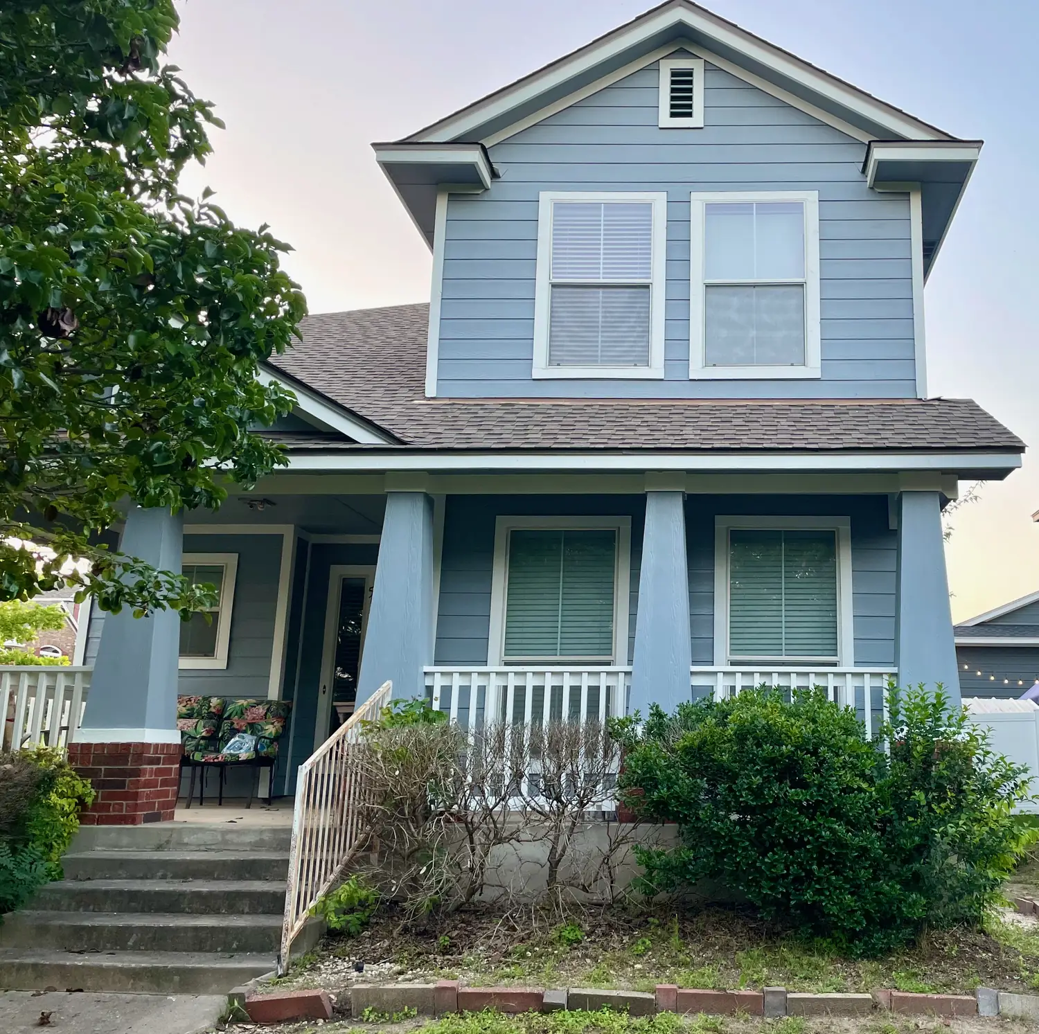 Blue Hardie porch exterior painting by Ranger Painting
